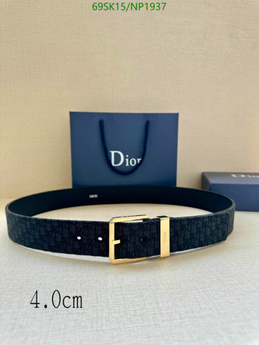 Dior Belt Cowhide Leather with Gold-Tone Buckle, 4.0cm Width, Stylish & Durable