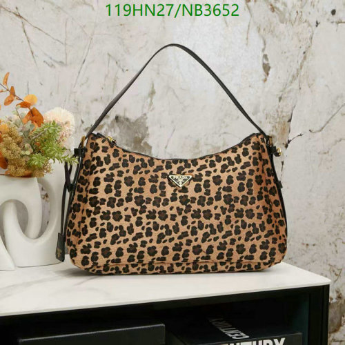 Prada Leopard Print Horsehair & Leather Shoulder Bag - 39 x 23 x 8 cm