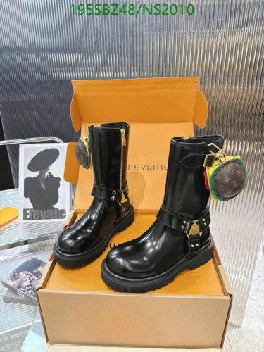 Louis Vuitton Women's Black Leather Boots With Buckle Detail, Size EU35-45