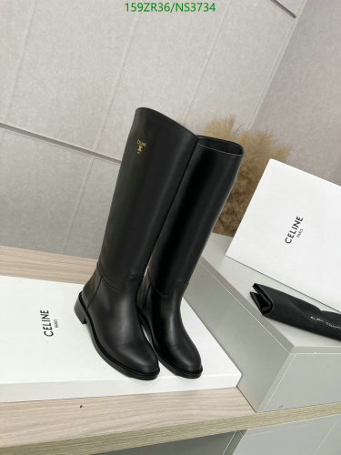 CELINE Women's Black Leather Knee-High Boots - EU35-41