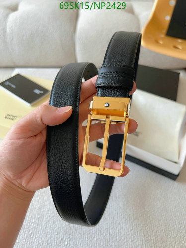 Montblanc Belt, Cowhide Leather, Gold-Tone Buckle, 3.5cm Width, NP2429