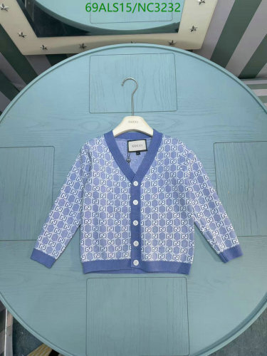 Gucci Kids Blue GG Patterned Knit Cardigan, Sizes 100-150