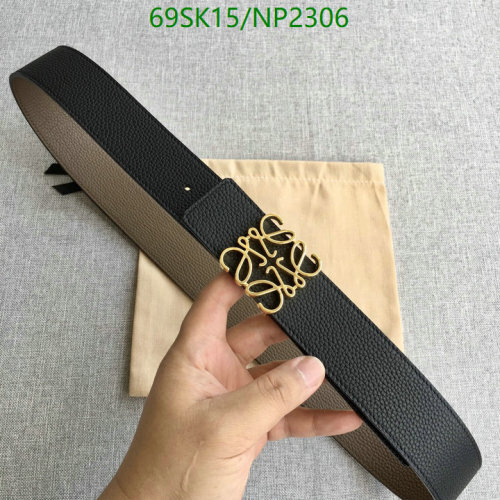 Loewe Reversible Leather Belt with Anagram Buckle, Black/Tan, 3.8cm Width