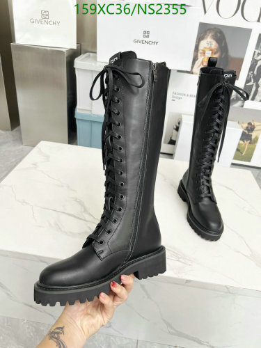 Givenchy Black Leather Lace-Up Knee-High Boots for Women, EU 35-41