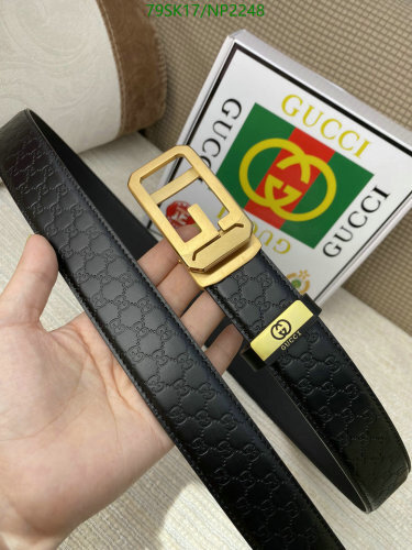 Gucci Belt - Black Leather with Iconic GG Buckle, Size 95-120cm