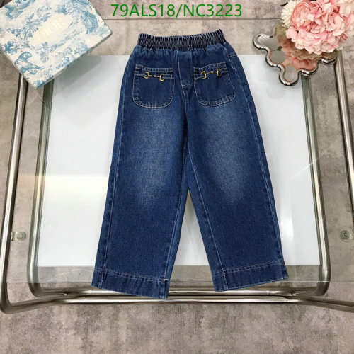 Gucci Kids' Blue Denim Pants with Horsebit Detail - Stylish & Comfortable