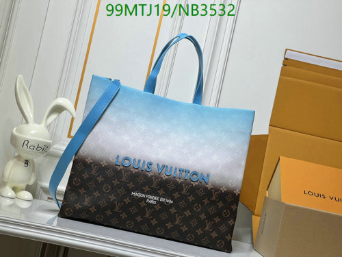 Louis Vuitton Coated Canvas Tote Bag, 42 cm, Blue and Brown
