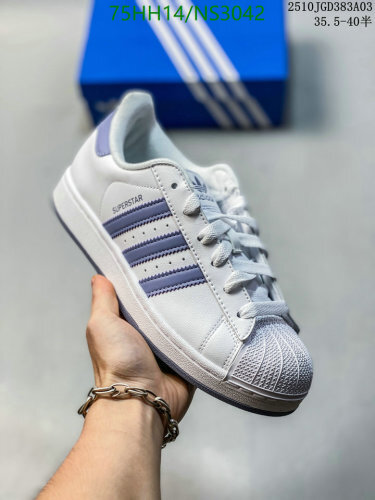 Adidas Women's Superstar White Sneakers with Lilac Stripes, Sizes EU36-40
