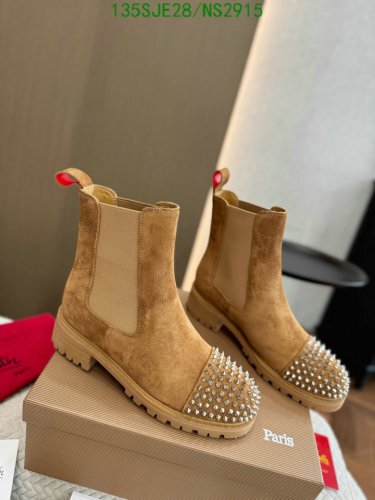Christian Louboutin Women's Suede Chelsea Boots with Studded Toe Detail