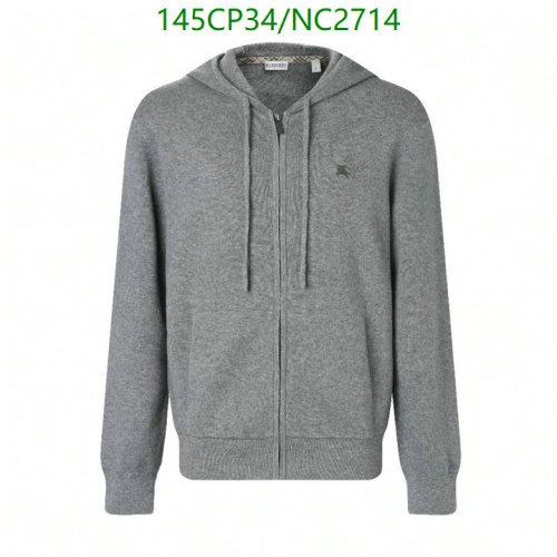 Burberry Men's Grey Cashmere Zip-Up Hoodie - Comfortable & Stylish