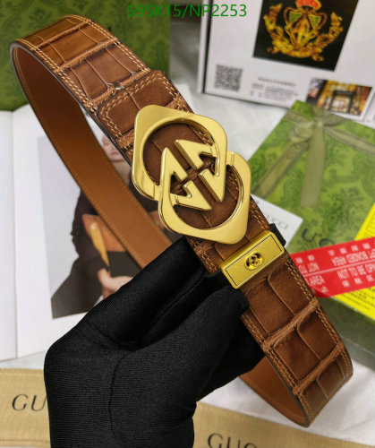 Gucci Brown Leather Belt with Golden Double G Buckle, 3.5cm Width, NP2253