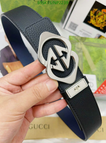 Gucci Belt with Interlocking GG Buckle, Cowhide Leather, 3.5cm Width