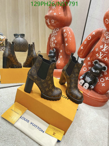 Louis Vuitton Women's Monogram Cowhide Leather Booties with Block Heel