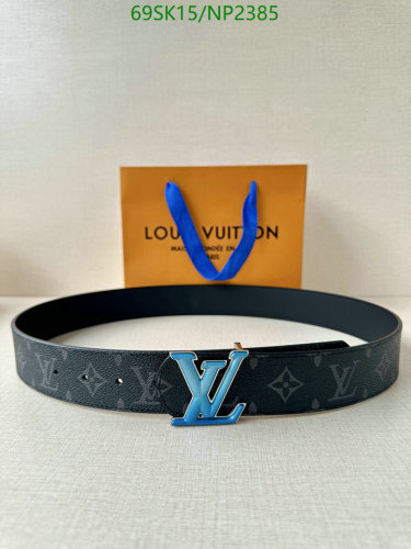Louis Vuitton LV Initiales Monogram Black Cowhide Leather Belt 4.0 cm