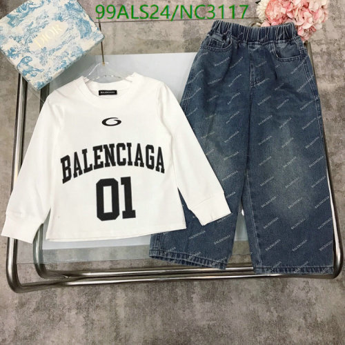 Balenciaga Kids White '01' Print Top & Logo Denim Jeans Set - Size 100-150