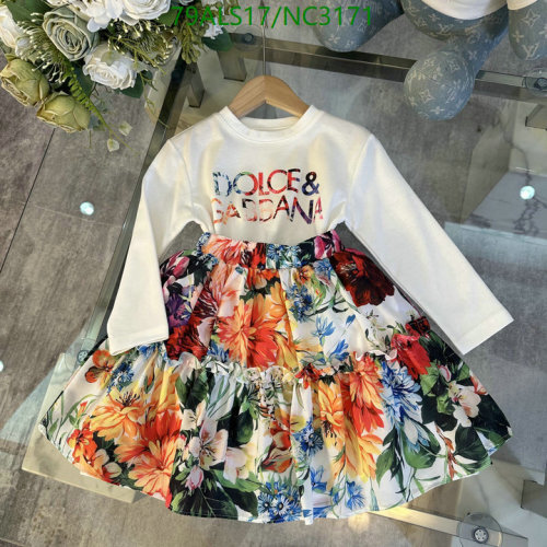 Dolce & Gabbana Kids Floral Print Dress - Long Sleeve, Sizes 90-150