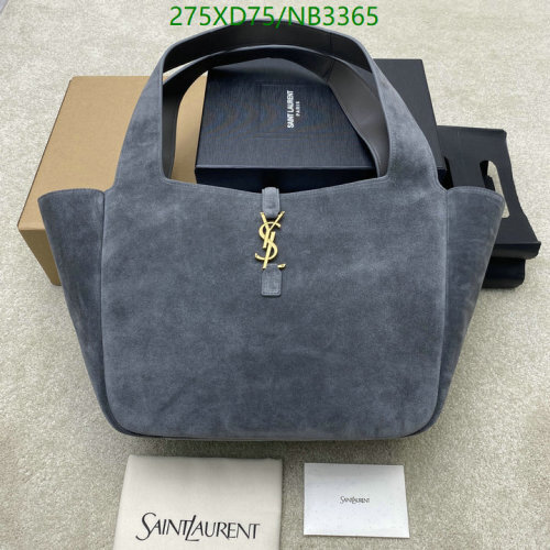 Saint Laurent Gray Suede Leather Tote Bag, 50 x 28 x 18 cm, Model 763435