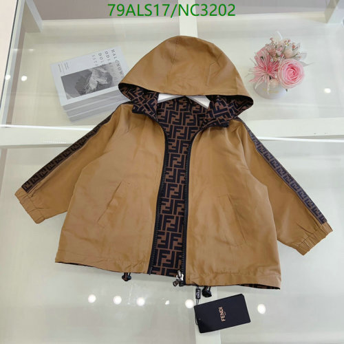 Fendi Kids Reversible Hooded Jacket with FF Logo - Beige/Brown, Size 100-170