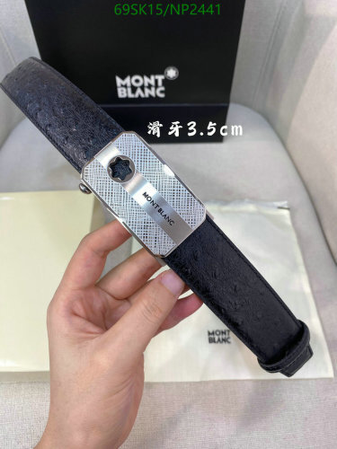 Montblanc Belt in Black Cowhide Leather with Unique Buckle | NP2441