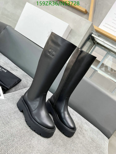 Celine Women's Black Leather Knee-High Platform Boots - EU35-41