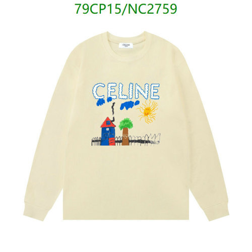 Celine NC2759 Long Sleeve T-Shirt with House and Sun Graphic, XS-L