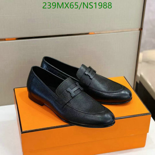 Hermès Men's Black Leather Loafers - Classic Style, EU Size 38-45, Great Comfort