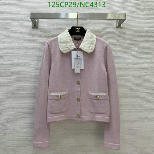 Chanel Women's Pink Knit Cardigan with Contrasting Collar - Elegant and Stylish