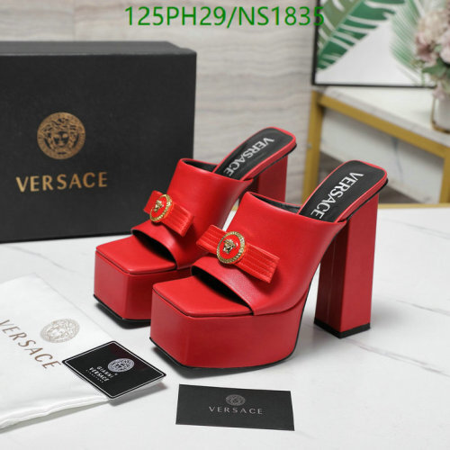 Versace Women's Red Leather Platform Mules with Medusa Detail - Size EU35-42