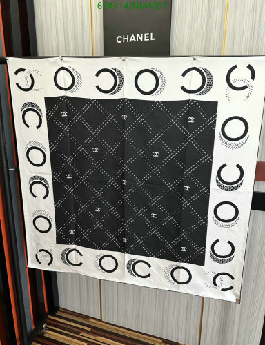 Elegant Chanel Silk Scarf - Black and White Classic Design, 90x90cm