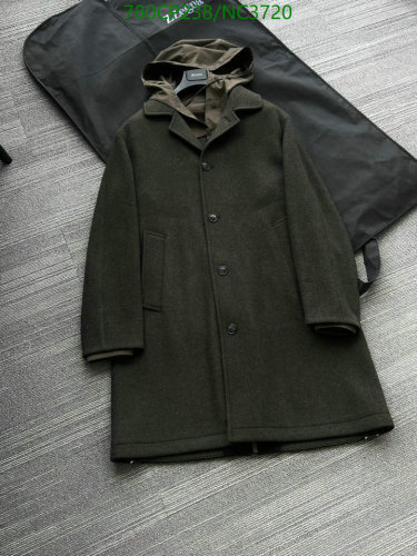 Zegna Men's Wool Blend Overcoat with Detachable Hood - Timeless Style