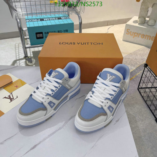 Louis Vuitton Unisex LV Trainer Sneaker Cowhide Leather Blue/White, Size EU36-45