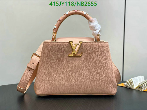 Louis Vuitton Capucines Mini Genuine Leather Peach Top Handle Bag - 27 cm