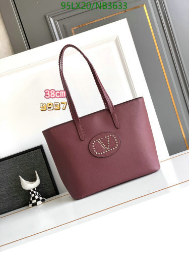 Valentino 9937 Women's Genuine Leather Tote Bag, 38 x 29 x 15cm - Burgundy