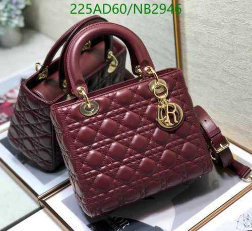 Dior Lady Dior Bag Burgundy Quilted Leather 24 cm - Gold Hardware