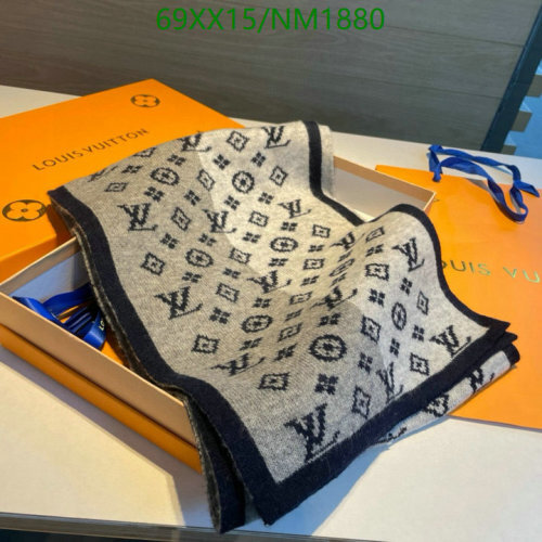 Louis Vuitton NM1880 Cashmere Scarf With Iconic Monogram - Gray, 25-180cm