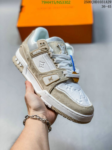 Louis Vuitton Men's LV Trainer Sneaker Beige Monogram, Unisex Sizes EU36-45 3 Louis Vuitton Unisex LV Trainer Sneaker, Beige, EU36-45