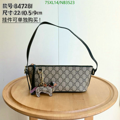 Gucci 847281 Small Shoulder Bag in GG Supreme Canvas with Dog Charm 6 Gucci 847281 Small Shoulder Bag in GG Supreme Canvas with Dog Charm