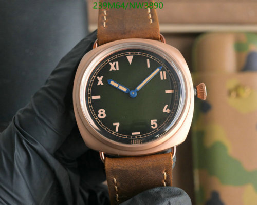 Panerai 44mm Stainless Steel Automatic Movement Watch with Leather Strap