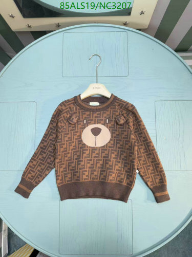 Fendi Kids Brown FF Bear Print Sweater, Stylish and Comfortable for Children