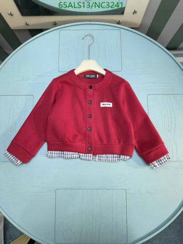 Miu Miu Kids' Red Button-Up Cardigan with Plaid Trim - Sizes 100-170