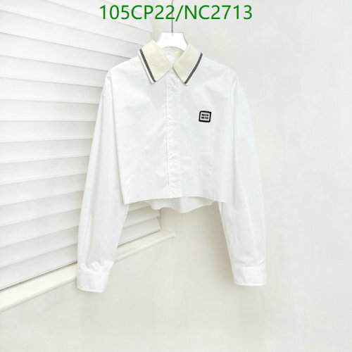 Miu Miu White Cropped Cotton Shirt with Contrasting Collar 7 Miu Miu White Cropped Cotton Shirt with Contrasting Collar