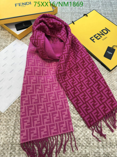 Fendi Cashmere & Wool Scarf with FF Motif - 35x190cm - Elegant and Warm
