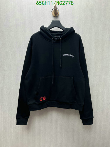 Chrome Hearts Black Wool Hoodie, Long Sleeves, Drawstring Hood, S-XL