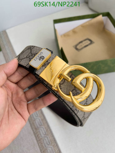 Gucci Belt with Gold Double G Buckle in Cowhide Leather, 3.5cm Width