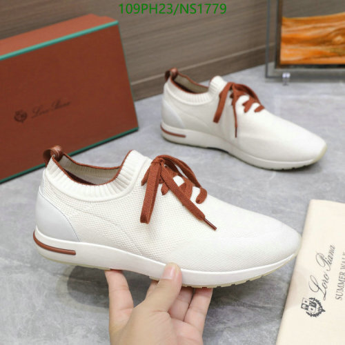 Loro Piana Men's White Cowhide and Wool Blend Lace-Up Sneakers - EU35-46