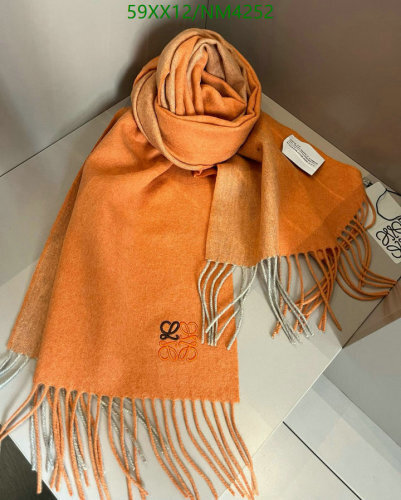 Loewe Wool Scarf with Tassels - 35-180cm - Elegant Orange