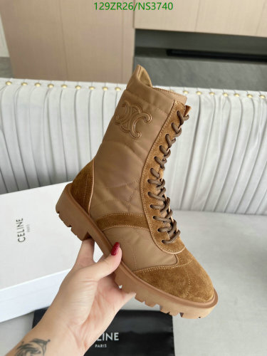 Celine Women's Lace-Up Boots in Cowhide Leather - EU35-41 - Stylish & Durable