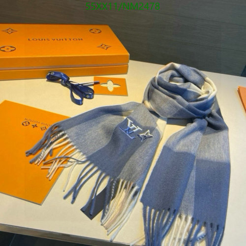 Louis Vuitton Cashmere Scarf, 30-185cm - Elegant Blue Design