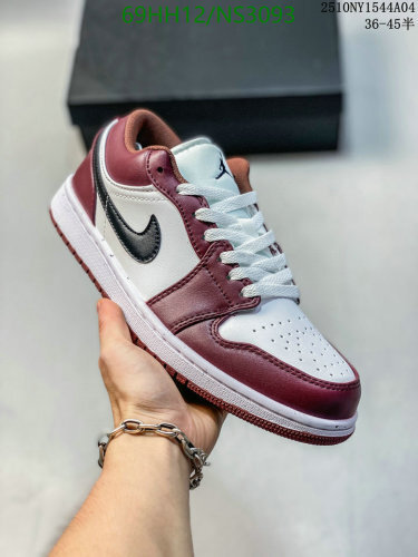 Air Jordan 1 Low White Black Bordeaux Unisex Shoes - Size EU36-45