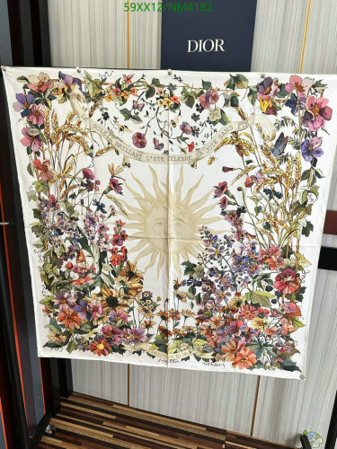 Dior Silk Scarf, Floral Design, 90x90cm - A Timeless Addition to Your Wardrobe